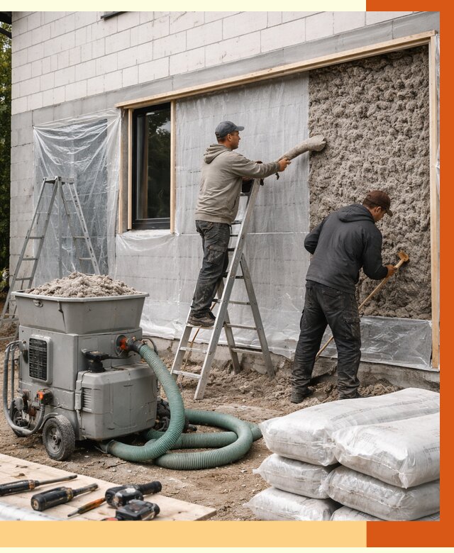 Утепление дома из газобетона эковатой в Соли-Илецке от 4688 руб./м2 | ТепломастерСои